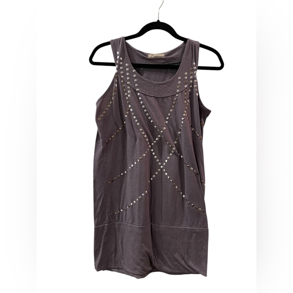 Free Culture Women’s Gray Sleeveless Tunic Top Silver-toned Studs Size: Large